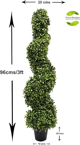 GreenBrokers Lot de 2 buis artificiels en Spirale - 96 cm - Nail Gallerys