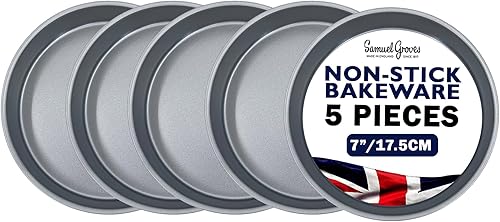 Samuel Groves Great British Bakeware Lot de 5 moules à gâteau antiadhésifs Victoria, arc-en-ciel, couche de 20 cm, revêtement en spirale, pour anniversaire, fête - Nail Gallerys
