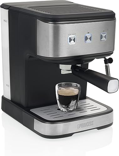 Princess Machine à espressos et capsules - Réservoir 1,5 L - 20 bar - 850 W - Compatible avec les capsules Nespresso 01.249413.01.001, Noir, Inox Brossé - Nail Gallerys