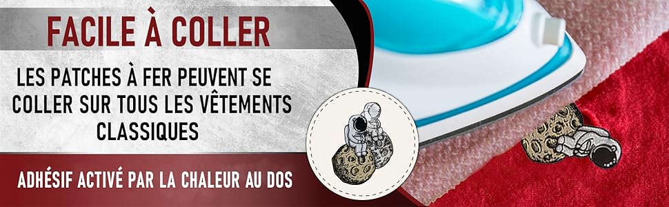 Facile à coller les patches à fer peuvent se coller sur tous les vêtements surface adhésive au dos