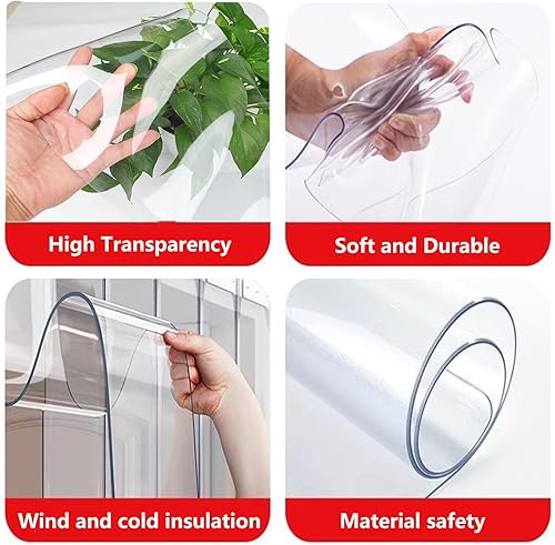 JIwqDY Rideau de Porte Lanieres Plastique Coupe-Vent Rideau de Congélateur Transparent Porte à Bande Rideau PVC 3mm D'épaisseur pour Garage, Entrepôt (Color : Clear, Size : 120x220cm) - Nail Gallerys