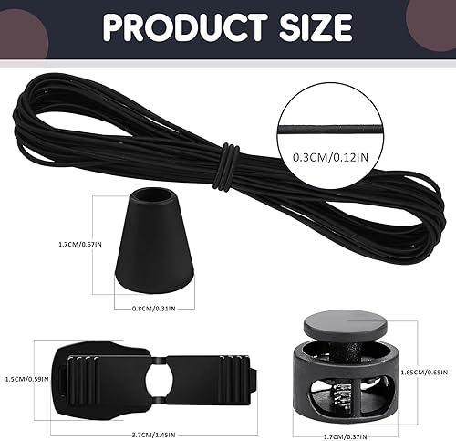 Cordon élastique en caoutchouc 10 m x 3 mm - Cordon rond élastique avec 40 pièces de fermeture éclair - Corde élastique pour cordon de serrage, sac à dos, vêtements - Nail Gallerys