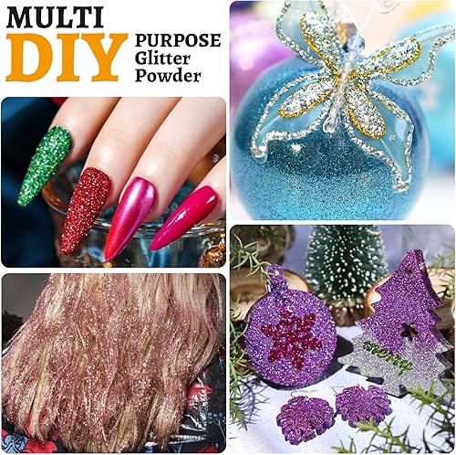 LEOBRO Poudre de paillettes fines – Paillettes extra fines pour résine époxy de Noël, nail art, projets de bricolage, décoration de mariage – 32 couleurs - Nail Gallerys