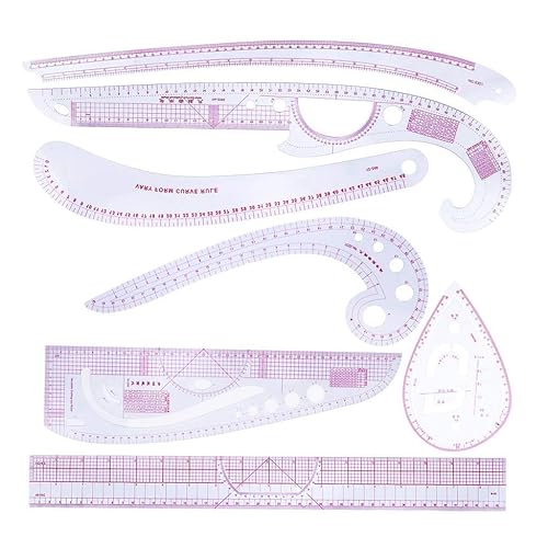 Lot de 7 règles de couture courbées françaises pratiques et pratiques - Nail Gallerys