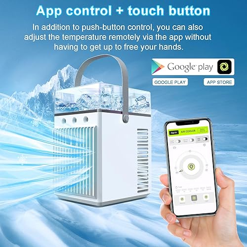 Climatiseur Mobile, Refroidisseur d'air, Mini Climatiseur Portable Mobile Silencieux Avec 3 Bacs à Glace, Ventilateur Climatiseur, Climatiseur pour bureau, Avec APP, pour Maison Bureau - Nail Gallerys
