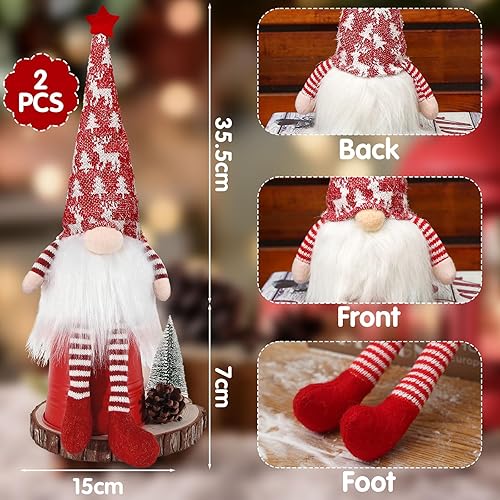 ZQEJEFD 2 Pcs Lutin de Noël avec Lumière, GNOME de Décoration de Noël, Suédois Santa Claus Santa Tomte GNOME, Décoration Père Noël avec LED, Cadeaux Nain Scandinave pour Enfants Famille Amis de Noël - Nail Gallerys