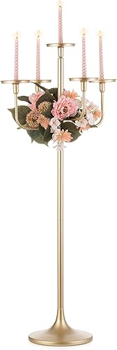 Bougeoir doré Grand bougeoir haut : Romadedi 122 cm Chandelier à 5 branches pour décoration de Noël mariage extérieur vintage grand pour salon décoration de fête - Nail Gallerys