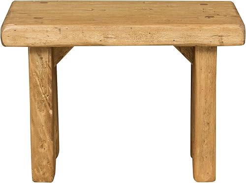 Biscottini Tabouret en Bois Bas 26x13x18 cm | Tabouret de Salle de Bain | Banc en Bois | Petit Tabouret en Bois | Support pour Plantes - Nail Gallerys