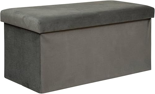 Atmosphera - Pouf Pliant Double Lilou en Velours 76x38cm Gris - Nail Gallerys