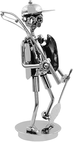 Creative Iron Art Fisherman Ornement, Statue de pêche Sculpture en métal Fait à la Main Simple Moderne Home Office Desk Decor Ornements Figurine Cadeau pour Papa Homme Passionné de pêche - Nail Gallerys