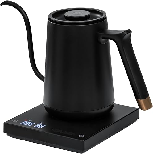 TIMEMORE Bouilloire en acier inoxydable à col de cygne, Fish Smart Coffee Electric Kettle 600ML Avec réglage de la température pour Coffee Tea Brewing, Home Edition Black, 192s Rapide à 88°C - Nail Gallerys