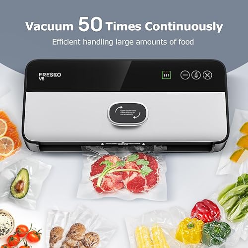 Fresko Automatique Machine/Appareils de Mise Sous Vide Humides et Secs, Sous Videuse Alimentaire avec LED Intelligente et 10 Sacs Vide (V5) - Nail Gallerys