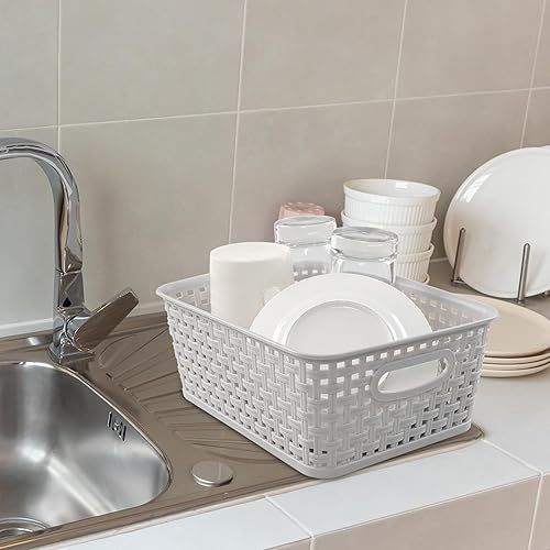 Ucake Panier de Rangement Plastique, Panier Organiseur, Gris, Lot de 6 - Nail Gallerys