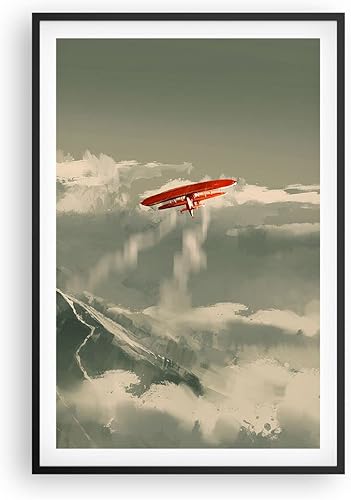 ARTTOR Deco Affiches Murales 70x50cm Affiche Decoration Murale Rouge Avion Montagnes Cuisine Wall Art Design Moderne Poster sans Cadre Tableau Decoration Salon Chambre Decor P2XAA70x50-4854 - Nail Gallerys