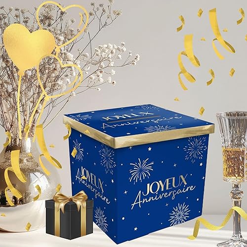 THE REPLICANT Accessoire Anniversaire/Urne Pliable Joyeux Anniversaire Bleue et Dorée - Nail Gallerys