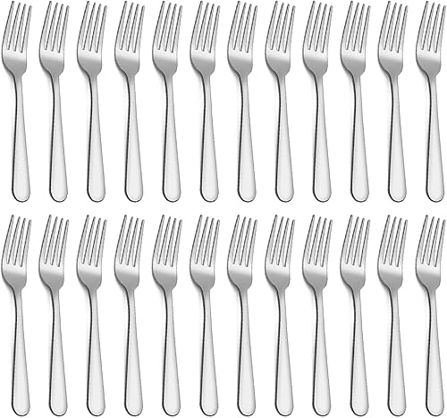 Lot de 24 fourchettes en acier inoxydable poli miroir - Passe au lave-vaisselle (18 cm) - Nail Gallerys