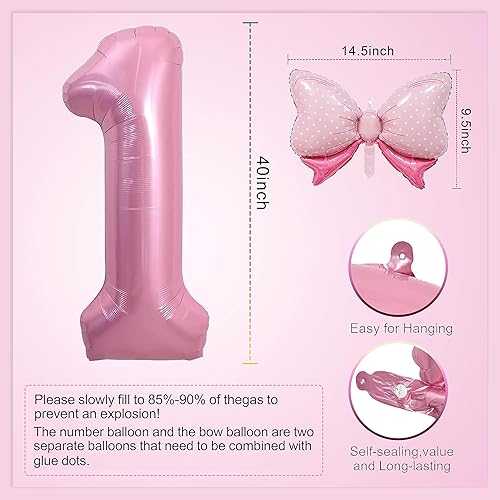 Ballon Numéro 1, Helium Ballon 1, Decoration Chiffre 40 Pouces, pour Filles Anniversaire, Baby Shower Party - Nail Gallerys