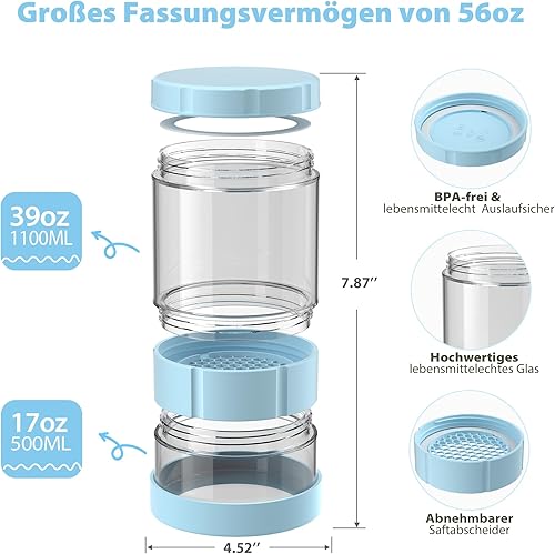 TIMIFTE Bocal à concombre en verre avec tamis Flip - Nail Gallerys