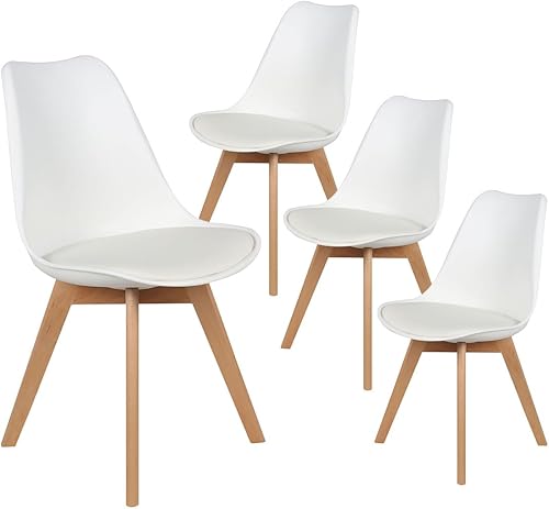 AltoBuy MEDALINE - Lot de 4 Chaises Scandinaves Blanches - Nail Gallerys