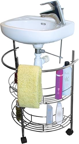 MSV 140308 Lavabo Armoire avec roulettes Acier Inoxydable/Plastique Argent 30 x 20 x 15 cm - Nail Gallerys