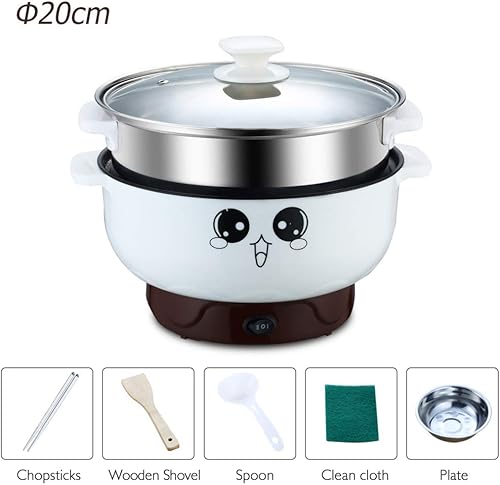 Poêle électrique multifonction avec cuiseur vapeur, acier inoxydable antiadhésif, poêle et poêle électrique Acier inoxydable Verre, acier inoxydable, 2,3 L (diamètre 20CM) - Nail Gallerys