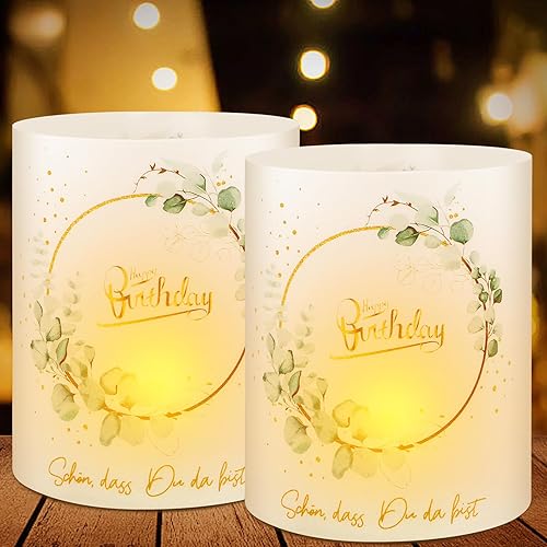 RUNEAY Lot de 16 photophores décoratifs de table d'anniversaire pour bougies chauffe-plat, bougies, décoration de table Happy Birthday pour salon, chambre à coucher, salle de bain, extérieur (vert) - Nail Gallerys