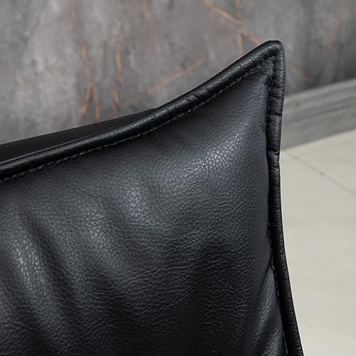 HOMCOM Fauteuil relax avec pouf, fauteuil de repos pivotant, fauteuil TV avec fonction chaise longue, fauteuil TV avec dossier inclinable, pour salon, bureau, similicuir, acier, noir - Nail Gallerys