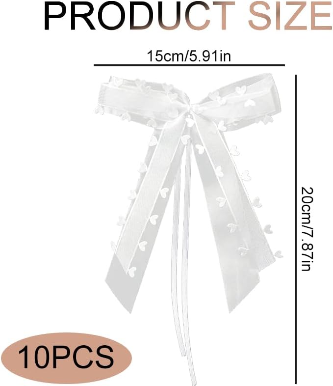 Azlanway nœuds décoratifs Voiture, Rubans Dentelle cœurs – Lot de 10 pour Mariage, Emballage Cadeau, décoration Table, fête, Anniversaire, Noël, DIY - Nail Gallerys