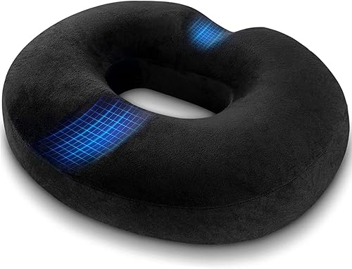 LeapBeast Donut Cushion pour Le Soulagement des Hémorroïdes et Coussin, Orthopedic Ring Memory Foam Coussin pour Coccyx Pain Post Natal 18 Pouces, Noir - Nail Gallerys