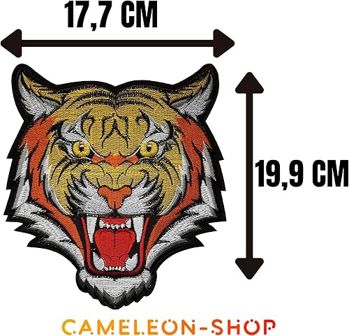 Grand Écusson Thermocollant Tigre Bengale Patch Animal rayé savane fauve jungle veste broderie décoration applique vêtement couverture coller fer à repasser customisation 19,9x17,7cm CameleonShop - Nail Gallerys