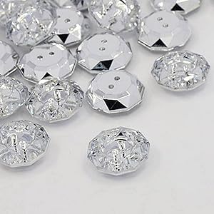 BOUTONS FANTAISIES STRASS TRANSPARENT 18 mm