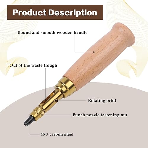 Outil de Perforation de Cuir Automatique, Perforatrice de Cuir avec 6 Poinçons de Trou Remplaçable pour Couture, Carte de papier et Artisanat (1.5mm - 4mm) - Nail Gallerys