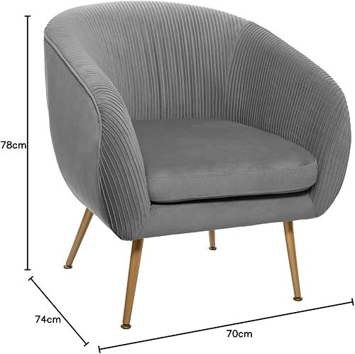 Atmosphera - Fauteuil Gris Solaro en Velours plissé - Nail Gallerys