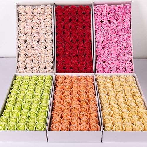 Anevous Lot de 50 savons en forme de pétales de rose, dans une boîte cadeau, savons parfumés aux roses artificielles, tête de rose, savon, cadeau pour anniversaire, mariage, Saint-Valentin, vert - Nail Gallerys