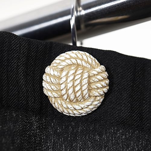 Lot de 12 crochets de rideau de douche nautiques bohèmes : anneaux de rideau de douche avec nœud en corde – Crochets décoratifs neutres mignons pour décoration de salle de bain à thème plage, bord de - Nail Gallerys
