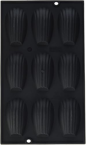 De Buyer - Plaque de 9 Madeleines MOUL'FLEX en silicone - 17,5 x 30 cm -, Noir - Nail Gallerys