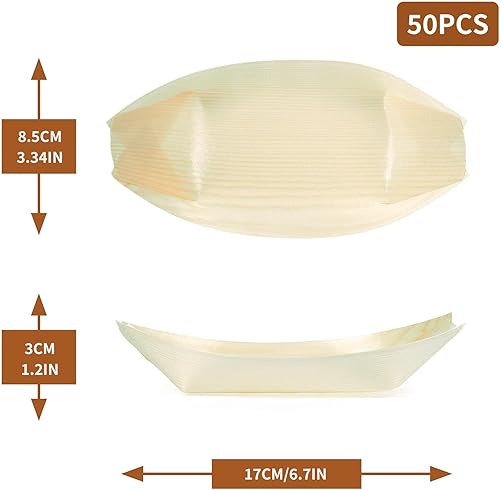 100 Pièces de Coupelles en Bambou en Forme de Bateau - Alimentaires Jetables et Écologiques pour Finger Food, Apéritifs, Buffets, Mariages et Anniversaires - Stable et Durable pour Toutes les Fêtes - Nail Gallerys