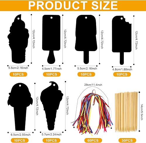 lasuroa 60pcs Cartes à Gratter pour Glaces, Art de Cartes à Gratter Carte à Gratter pour Créatifs Fournitures de Décoration Activités Scolaires Cadeaux Célébrations d'anniversaire - Nail Gallerys