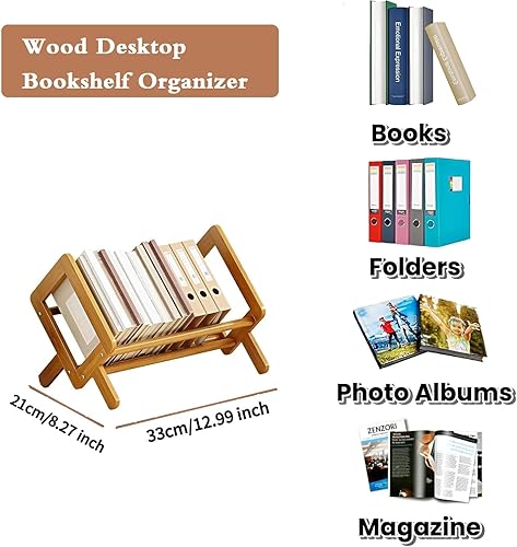 Sonhomay Bibliothèque en bois de bureau - Étagère de rangement inclinable pour CD, magazines, livres dans le salon/la maison/le bureau - 33 x 20 x 15 cm - Nail Gallerys