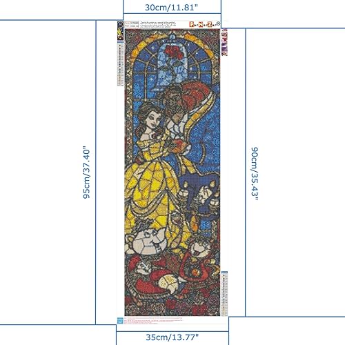 ParNarZar 5D DIY Diamond Painting 35 x 95 cm La Belle et la Bête Grand Plein d'Images Grand XXL Plein d'Images Set pour Hall d'entrée, Passage, Cheminée - Nail Gallerys