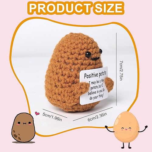 Vueinrg Funny Positive Potato, Mini Pomme de Terre Positive Drôle, Poupée de Pomme de Terre en Laine à Tricot Drôle avec Carte Positive, pour Enfants Adultes Anniversaire du Nouvel an Décoration - Nail Gallerys