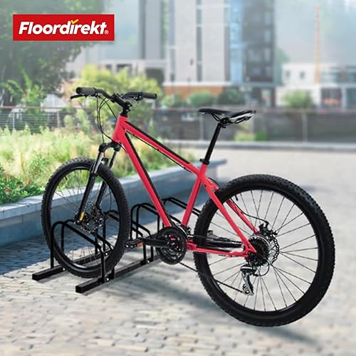 Floordirekt Râtelier à vélo pour 6 vélos avec des pneus d'une largeur allant jusqu'à 55 mm en fer - Support pour montage au sol ou au mur - Support de roue 204 x 33 x 26,5 cm (noir) - Nail Gallerys