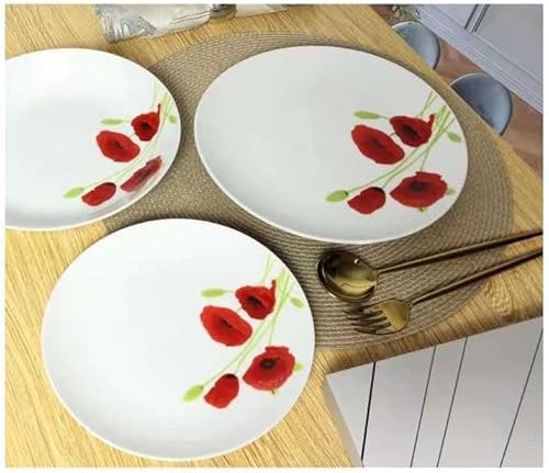 Service de Table 18 pieces en porcelaine Coquelicot rouge et blanc - Nail Gallerys