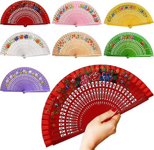 ZHENZQ Éventail de danse espagnol pour peinture à la main - Éventail pliable - Ouverture et fermeture en douceur - Éventail en bois - Nail Gallerys