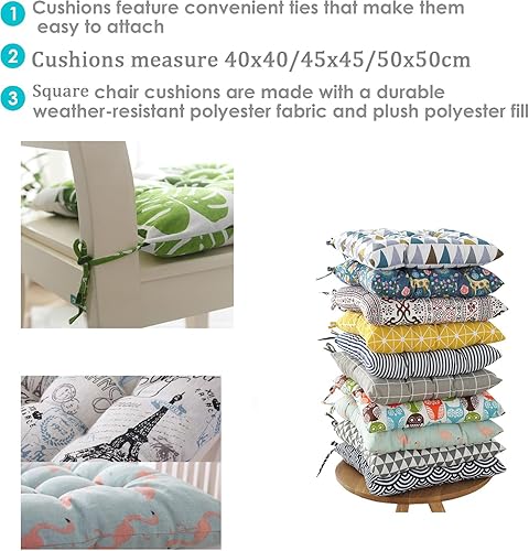 Hixingo Lot de 2 Galette de Chaise, Imprimé Cartoon Galette de Chaise, Coussins de Chaise D'intérieur, Lavable de Coussin Chaise, Extérieur Housses de Chaise Coussins (45x45cm,Monstre) - Nail Gallerys