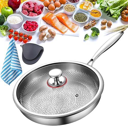 Siraatskitchen titanium Pan, Siraat Pure Taima Titanium Frying Pan for Cooking, No-Coating Nonstick PanSuitable for Induction Cooker, All Stoves, Dishwasher Safe (with Lid, L-11.02in) - Nail Gallerys