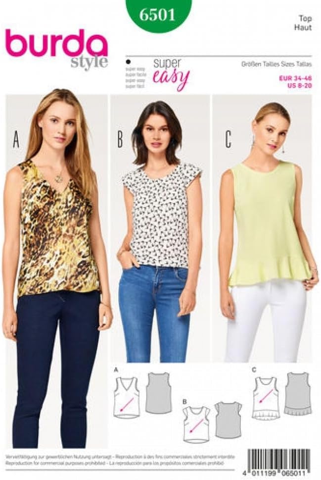 Patron de couture facile - Burda 6501 - Hauts estivaux - Nail Gallerys