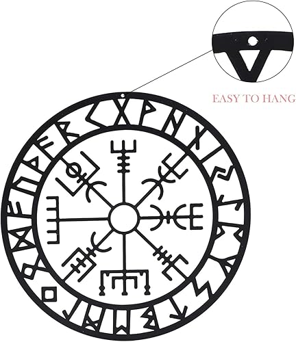 Décorations Vikings Boussole En Métal, Décoration Murale En Métal Noir Viking, Métal Nordique Art Mural, Design Creux Noir, Adapté à La Décoration De La Chambre à Coucher, Du Salon Et De La Maison - Nail Gallerys