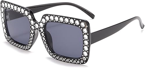 1 paire de lunettes de fête pour adultes, lunettes noires carrées en strass, lunettes fun, déguisement, carnaval, fête à thème, hommes et femmes. - Nail Gallerys