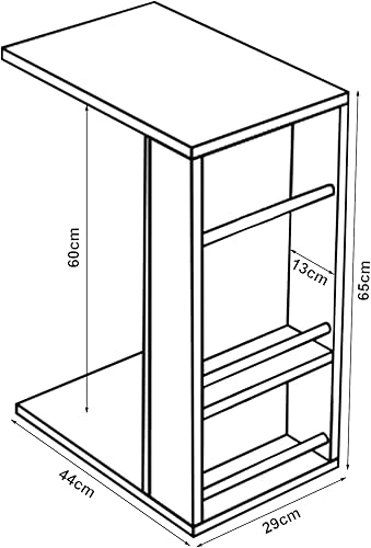 [en.casa] Table d'Appoint Style Intemporel pour Ordinateur Portable Bout de Canapé Table de Chevet avec 4 roulettes Panneau de Particules Bois Plastique 44 x 29 x 65 cm Noir - Nail Gallerys